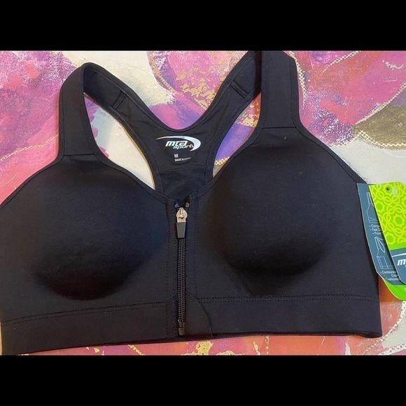 MTA Sport Black Zip Front Sports Bra - Picture 10 of 10